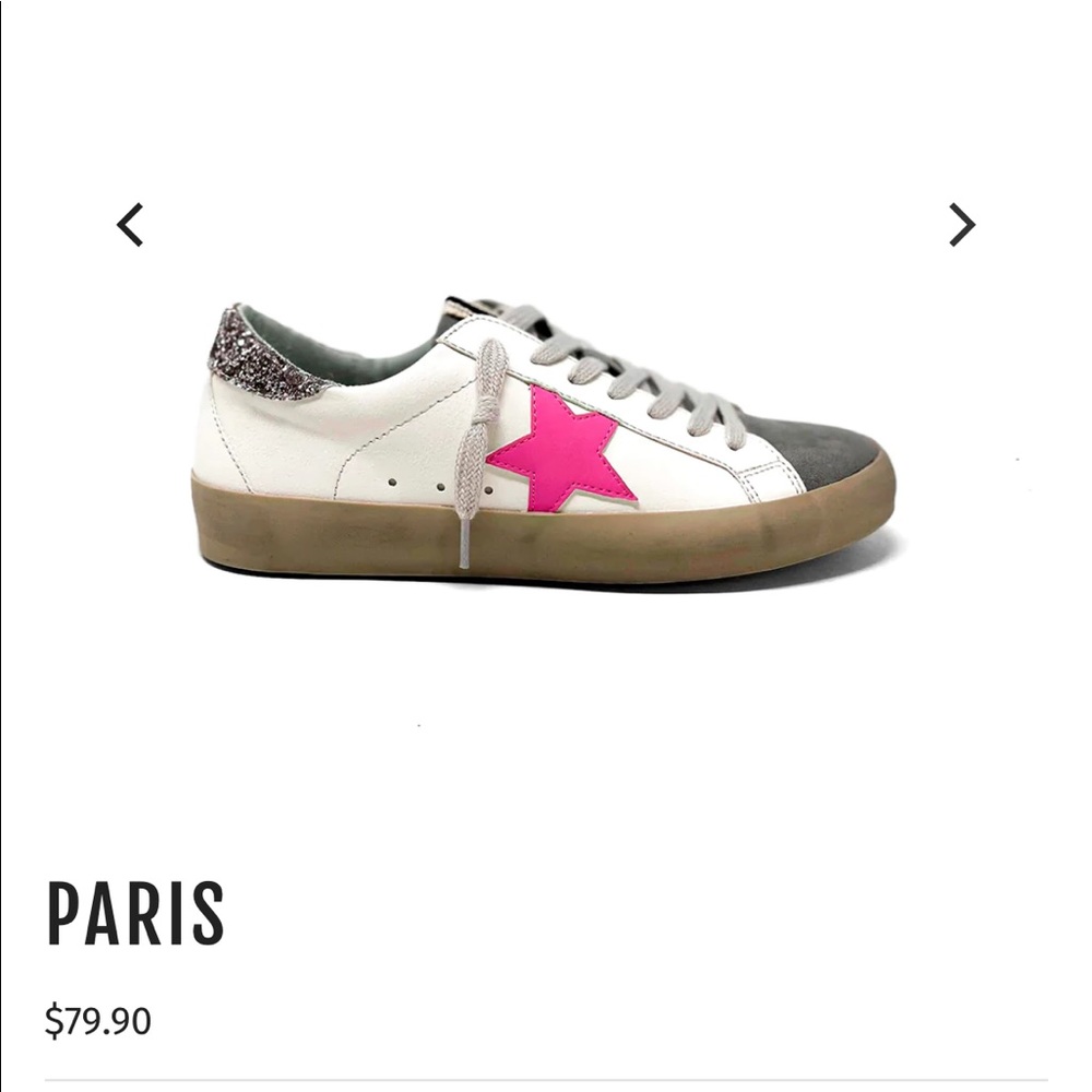 Shushop Paris Pink Star Glitter Sneaker Size 8